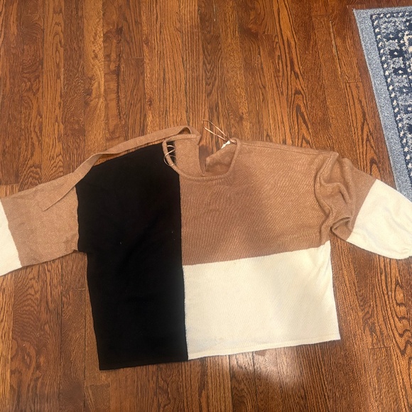 By The River Color Block Sweater, Tie Back - Picture 1 of 4